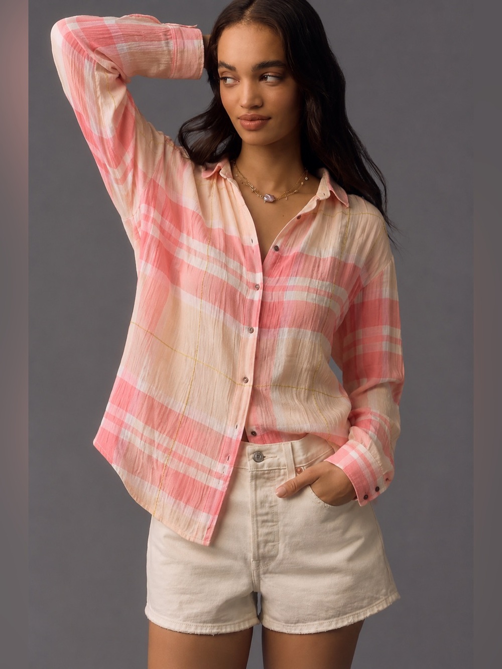 Anthropologie Holding Horses Gailen Shirt Plaid Long Sleeve Button Up *23